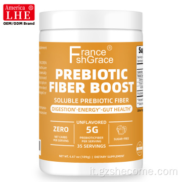 Integratore di fibre in polvere con prebiotici per la salute dell'apparato digerente